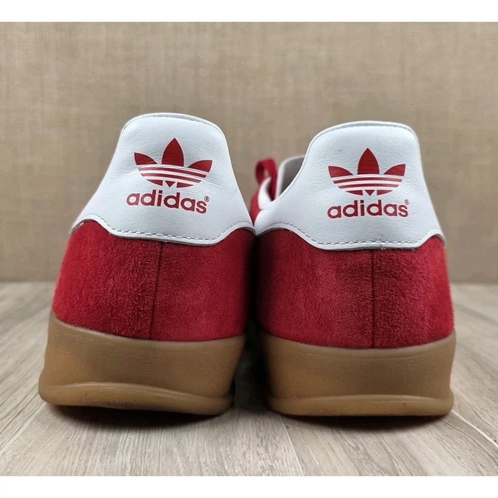 Adidas Mens 12 Gazelle Indoor Original Scarlet Red Cloud White Gum Sole Sneakers